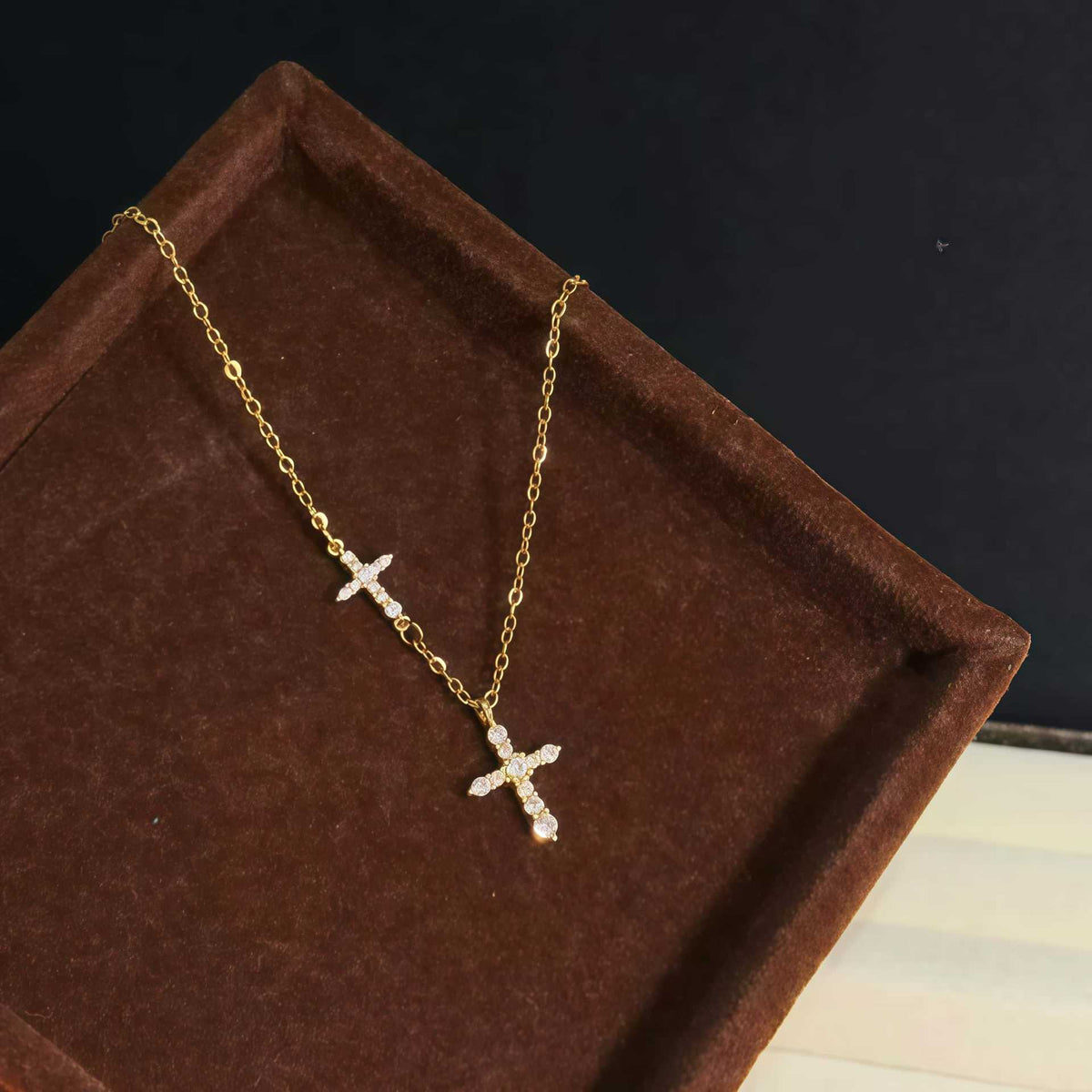 Gemini Cross Necklace for Mom, 925 Sterling Silver, 18K Gold Plated