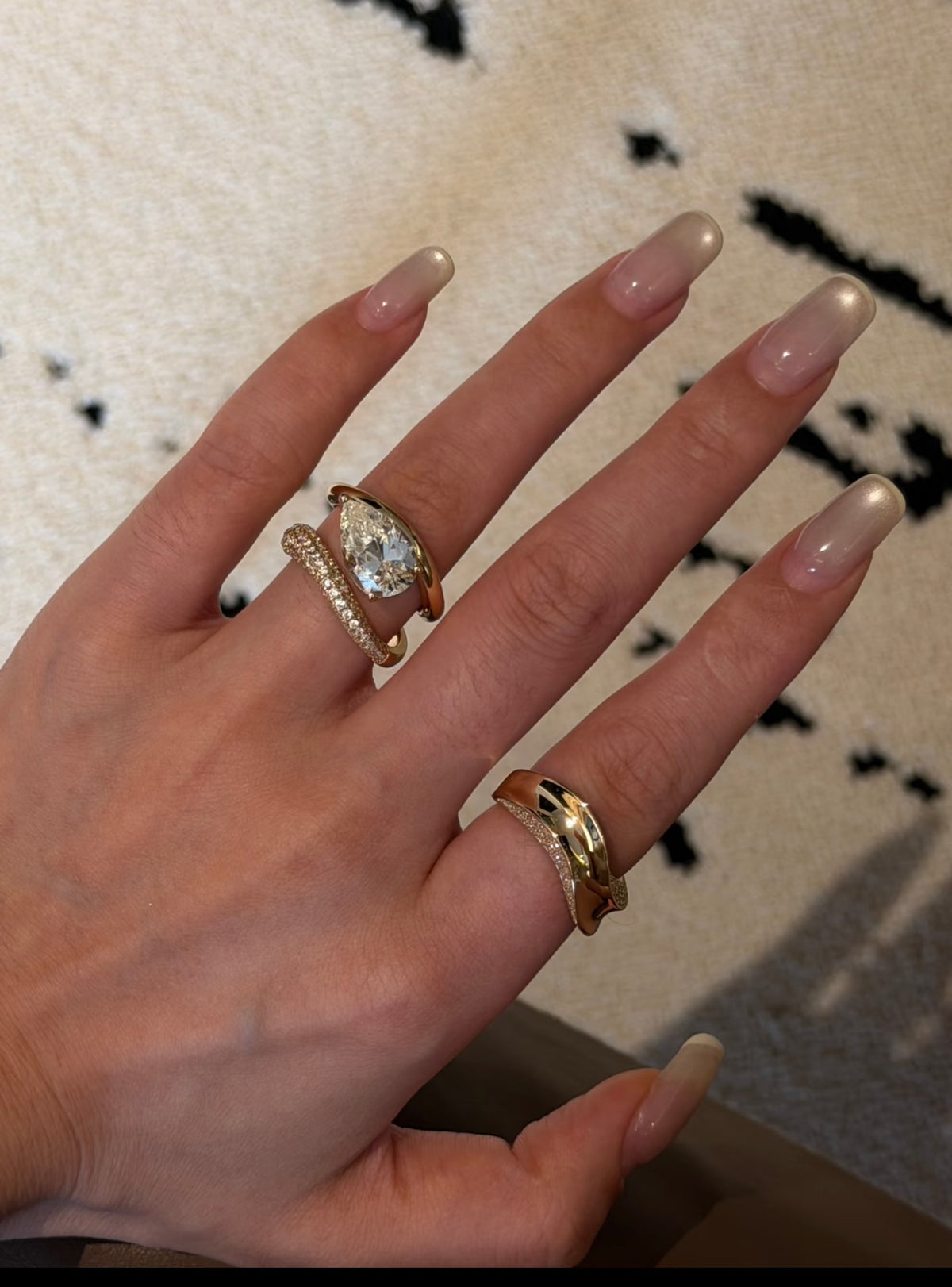 S925 Sterling Silver Pear-Shaped Zircon Ring Set for Mom