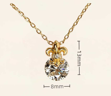 Iris Flower Necklace for Mom, 925 Sterling Silver, 18K Gold Plated, CZ