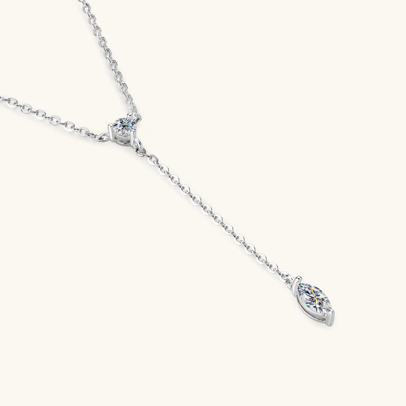 D Color VVS1 Marquise Moissanite Necklace for Mom, 925 Silver