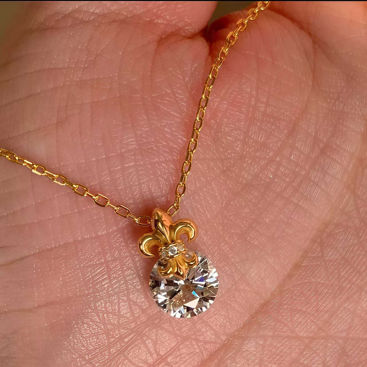 Iris Flower Necklace for Mom, 925 Sterling Silver, 18K Gold Plated, CZ