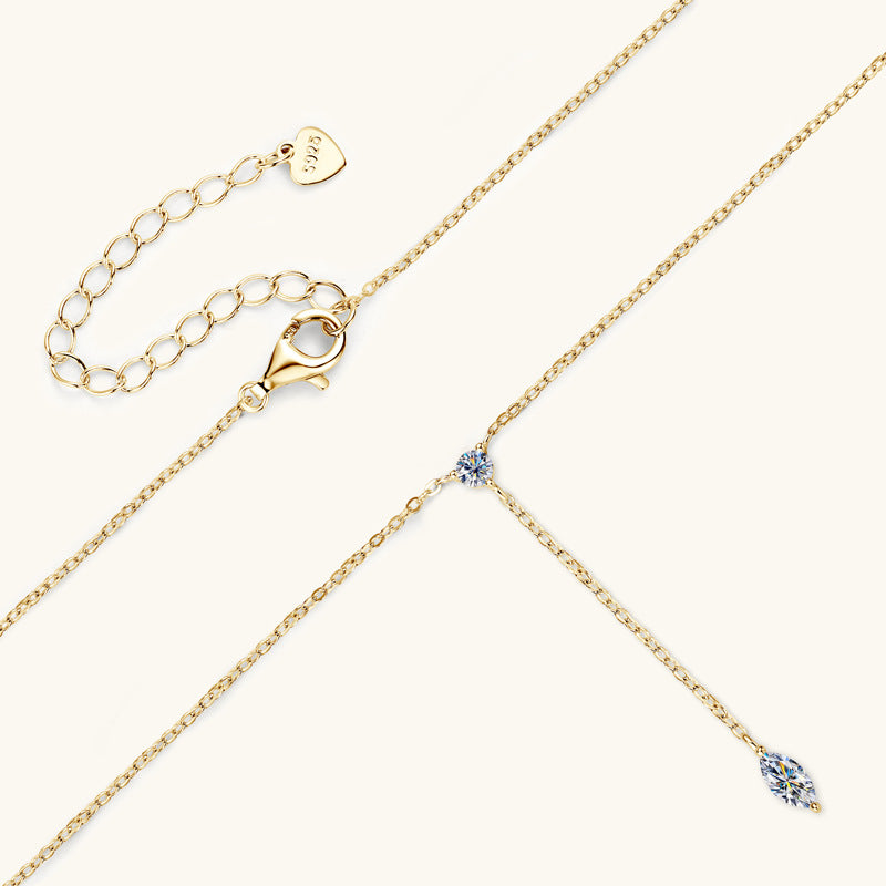 D Color VVS1 Marquise Moissanite Necklace for Mom, 925 Silver