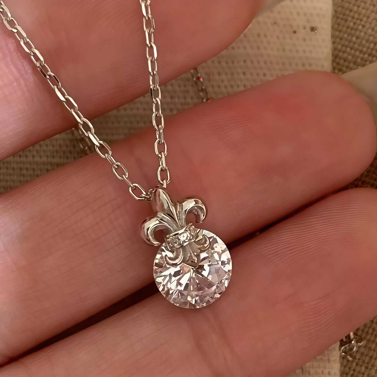 Iris Flower Necklace for Mom, 925 Sterling Silver, 18K Gold Plated, CZ