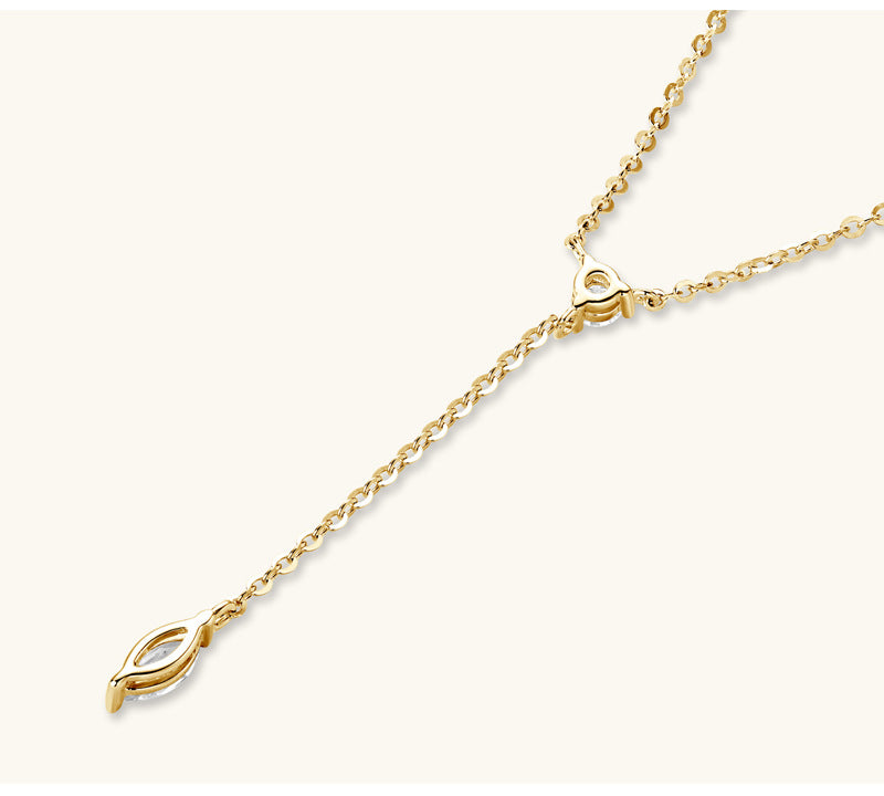 D Color VVS1 Marquise Moissanite Necklace for Mom, 925 Silver