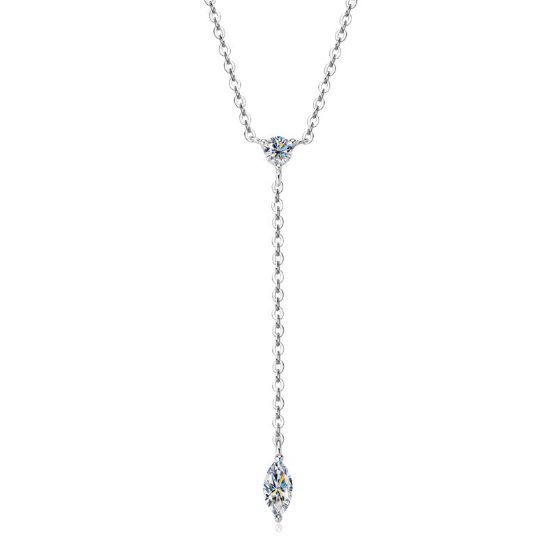 D Color VVS1 Marquise Moissanite Necklace for Mom, 925 Silver