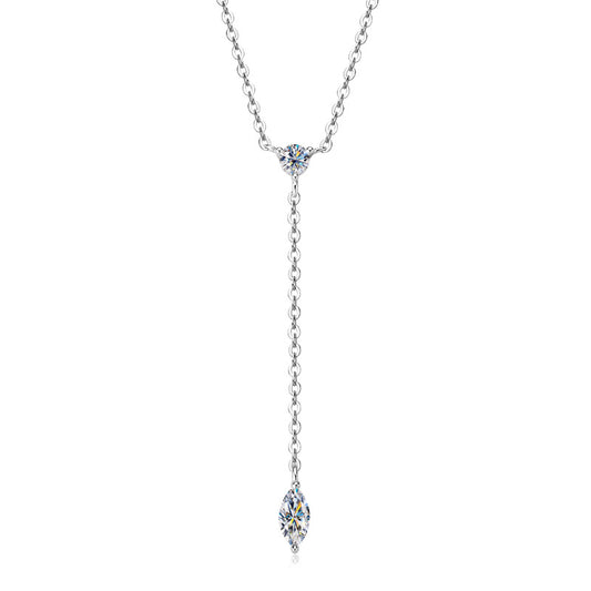 D Color VVS1 Marquise Moissanite Necklace for Mom, 925 Silver