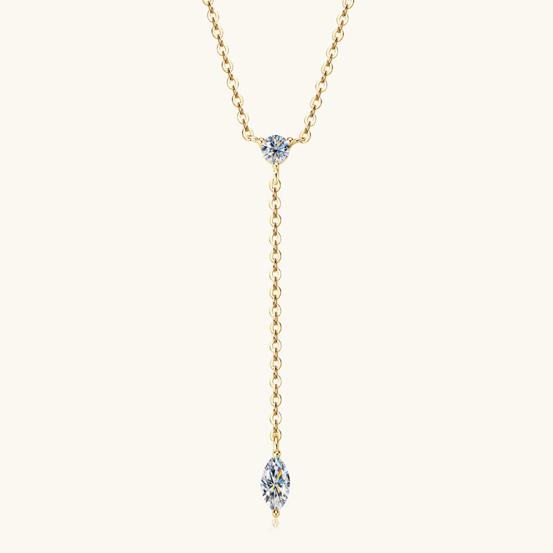 D Color VVS1 Marquise Moissanite Necklace for Mom, 925 Silver