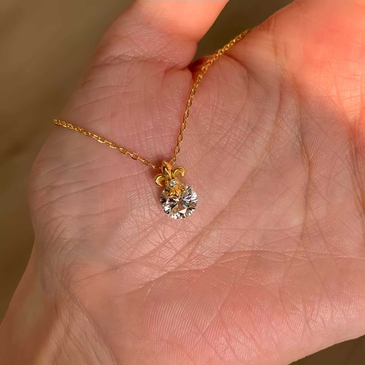 Iris Flower Necklace for Mom, 925 Sterling Silver, 18K Gold Plated, CZ