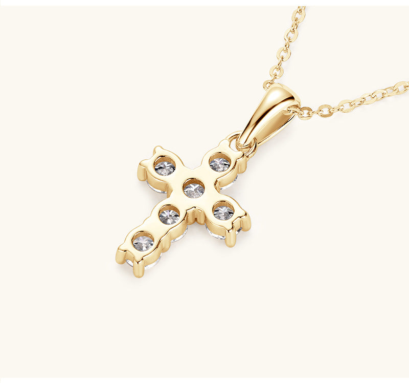 0.6 Carat Moissanite Cross Necklace for Women Mom, 925 Sterling Silver