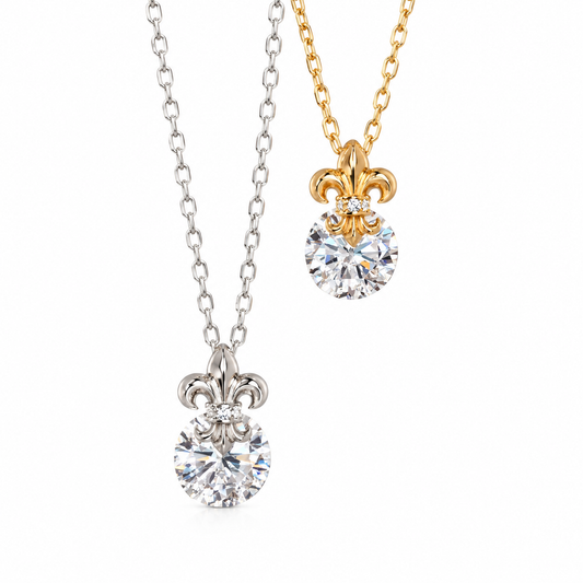 Iris Flower Necklace for Mom, 925 Sterling Silver, 18K Gold Plated, CZ